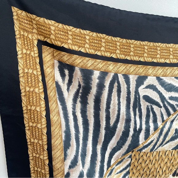 Vintage Made in Italy Animal Print Scarf | Zebra Leopard Patchwork Square - Picture 4 of 7